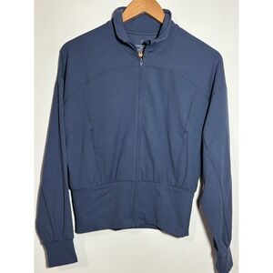 Sweaty Betty London Super Soft‎ Zip Up Bomber Jacket Endless Blue Women's Size S